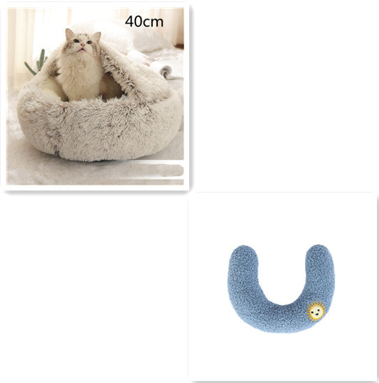 2 In 1 Dog And Cat Bed Pet Winter Bed Round Plush Warm Bed House Soft Long Plush Pets Bed-0-Rambla Store