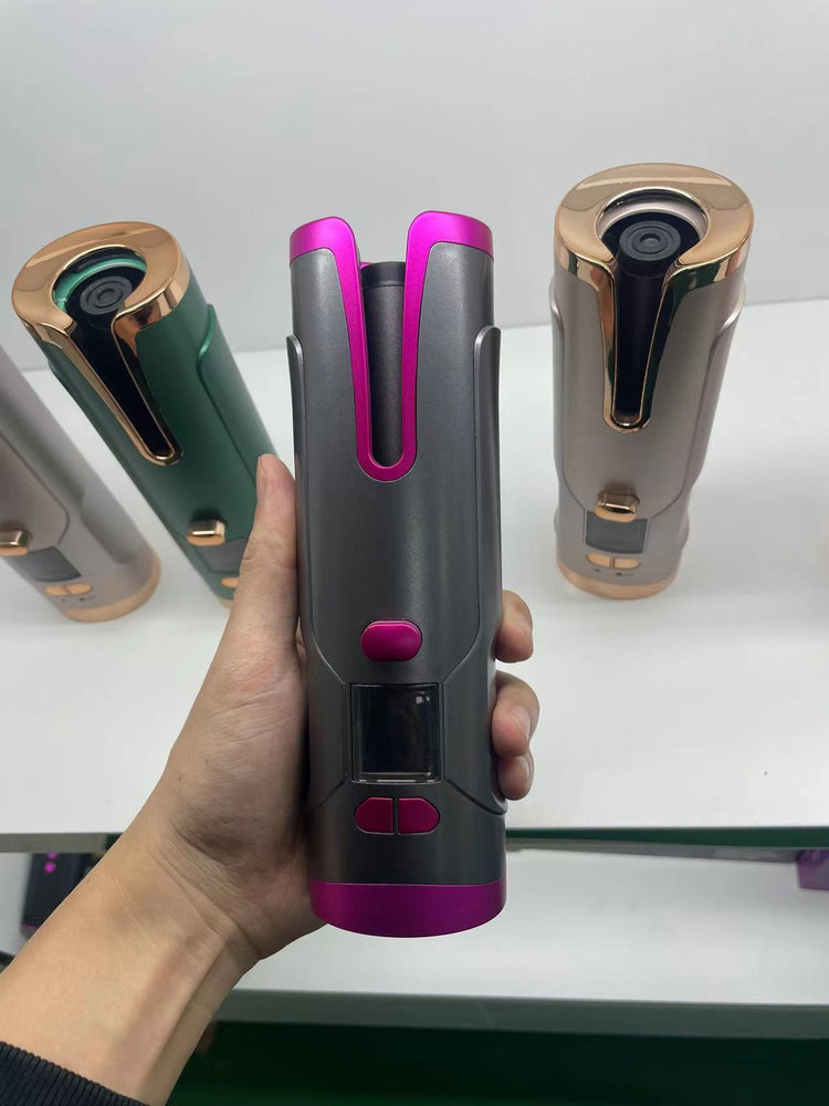 Rechargeable Automatic Hair Curler Women Portable Hair Curling Iron LCD Display Ceramic Curly Rotating Curling Wave Styer-0-Rambla Store