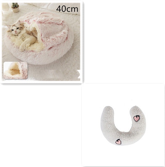 2 In 1 Dog And Cat Bed Pet Winter Bed Round Plush Warm Bed House Soft Long Plush Pets Bed-0-Rambla Store