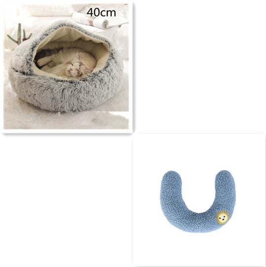 2 In 1 Dog And Cat Bed Pet Winter Bed Round Plush Warm Bed House Soft Long Plush Pets Bed-0-Rambla Store
