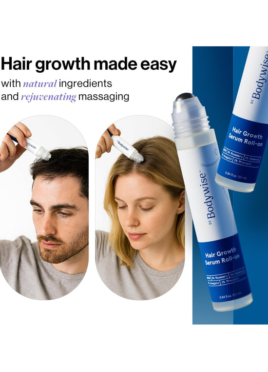 Be Bodywise Hair Growth Serum Roll-On - 25ml with Redensyl, Procapil & Rosemary for Thicker Hair