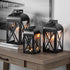 12-Inch Medium Decorative Black Metal Pillar Candle Holder Lantern--Rambla Store