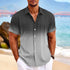 Gradient Striped Print Lapel Button Short-sleeved Shirt-0-Rambla Store
