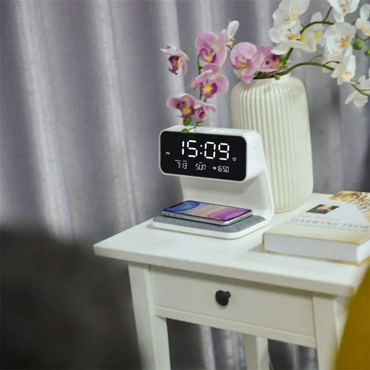 Creative 3 In 1 Bedside Lamp Wireless Charging LCD Screen Alarm Clock Wireless Phone Charger-0-Rambla Store