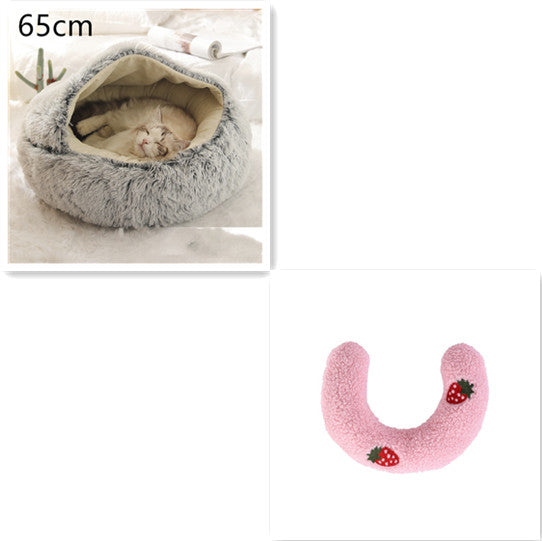 2 In 1 Dog And Cat Bed Pet Winter Bed Round Plush Warm Bed House Soft Long Plush Pets Bed-0-Rambla Store