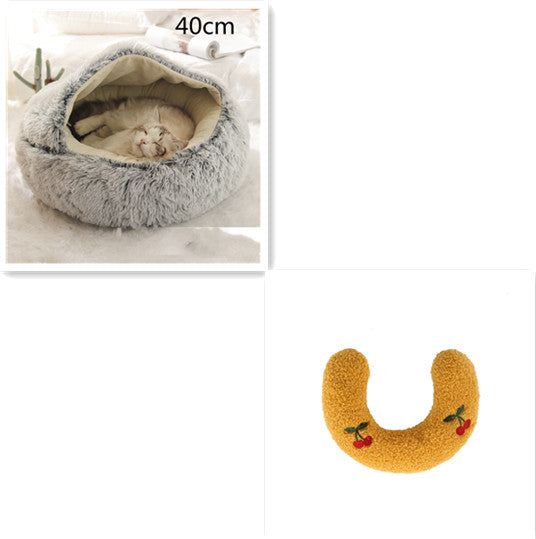 2 In 1 Dog And Cat Bed Pet Winter Bed Round Plush Warm Bed House Soft Long Plush Pets Bed-0-Rambla Store