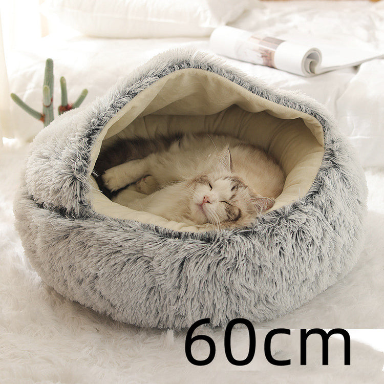 2 In 1 Dog And Cat Bed Pet Winter Bed Round Plush Warm Bed House Soft Long Plush Pets Bed-0-Rambla Store