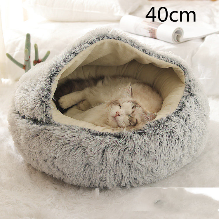 2 In 1 Dog And Cat Bed Pet Winter Bed Round Plush Warm Bed House Soft Long Plush Pets Bed-0-Rambla Store