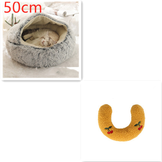 2 In 1 Dog And Cat Bed Pet Winter Bed Round Plush Warm Bed House Soft Long Plush Pets Bed-0-Rambla Store
