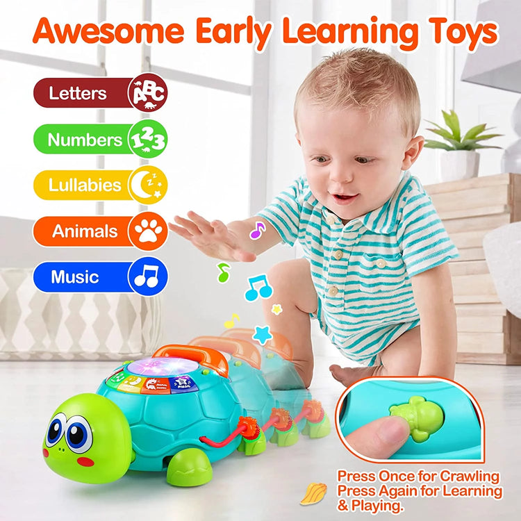 Baby Toys 12-18 Months, Light up Baby Toys 6 to 12 Months Musical Turtle with Letters Numbers Phone Infant Baby Toys for 6 9 12 18 Months Educational Learning Toys--Rambla Store