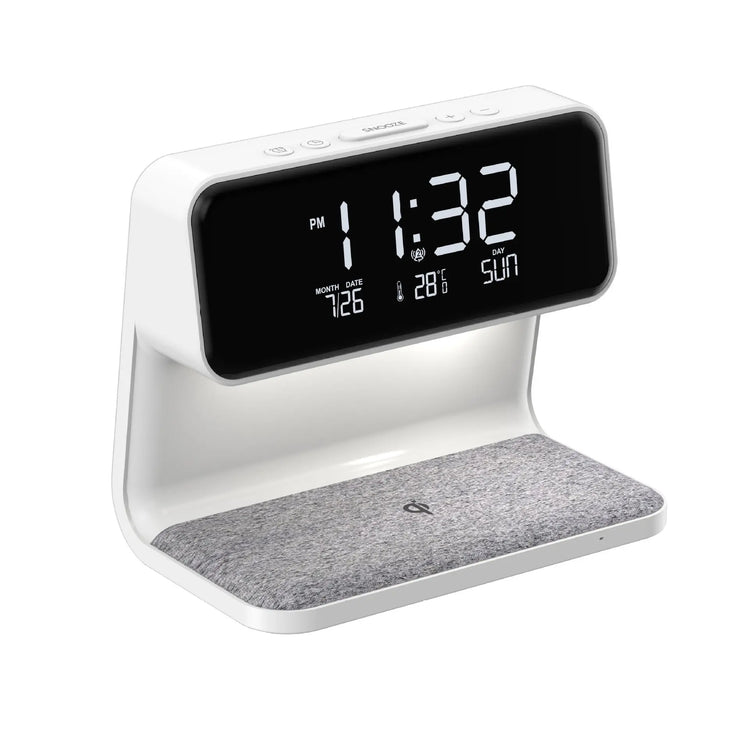 Creative 3 In 1 Bedside Lamp Wireless Charging LCD Screen Alarm Clock Wireless Phone Charger-0-Rambla Store