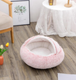 2 In 1 Dog And Cat Bed Pet Winter Bed Round Plush Warm Bed House Soft Long Plush Pets Bed-0-Rambla Store