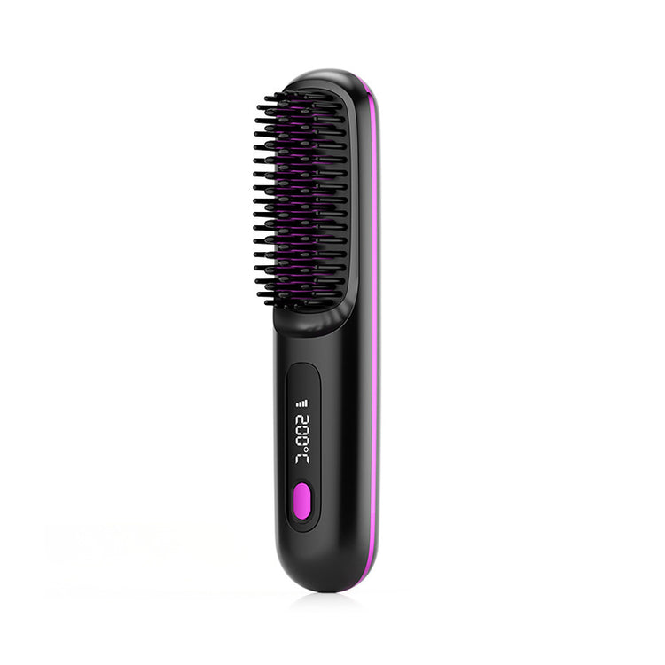 2 In 1 Straight Hair Comb Wireless Hair Straightener Brush Hair Fast Heating Portable Hot Curler USB Charging-0-Rambla Store