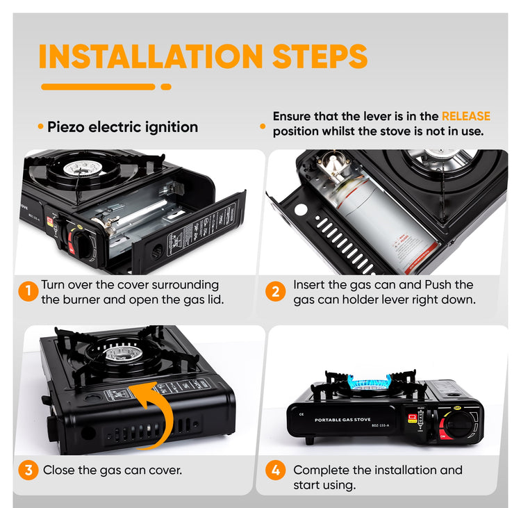 Portable Butane Camping Gas Stove, 9,800 BTU, 3KW Power for Outdoor Cooking--Rambla Store