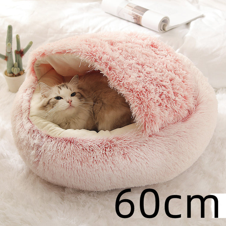 2 In 1 Dog And Cat Bed Pet Winter Bed Round Plush Warm Bed House Soft Long Plush Pets Bed-0-Rambla Store