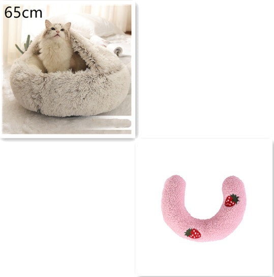 2 In 1 Dog And Cat Bed Pet Winter Bed Round Plush Warm Bed House Soft Long Plush Pets Bed-0-Rambla Store