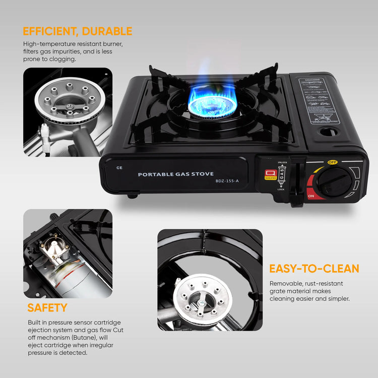 Portable Butane Camping Gas Stove, 9,800 BTU, 3KW Power for Outdoor Cooking--Rambla Store
