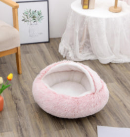 2 In 1 Dog And Cat Bed Pet Winter Bed Round Plush Warm Bed House Soft Long Plush Pets Bed-0-Rambla Store
