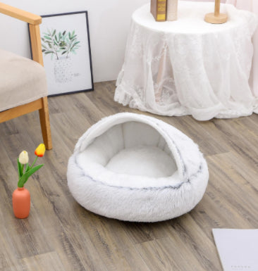 2 In 1 Dog And Cat Bed Pet Winter Bed Round Plush Warm Bed House Soft Long Plush Pets Bed-0-Rambla Store