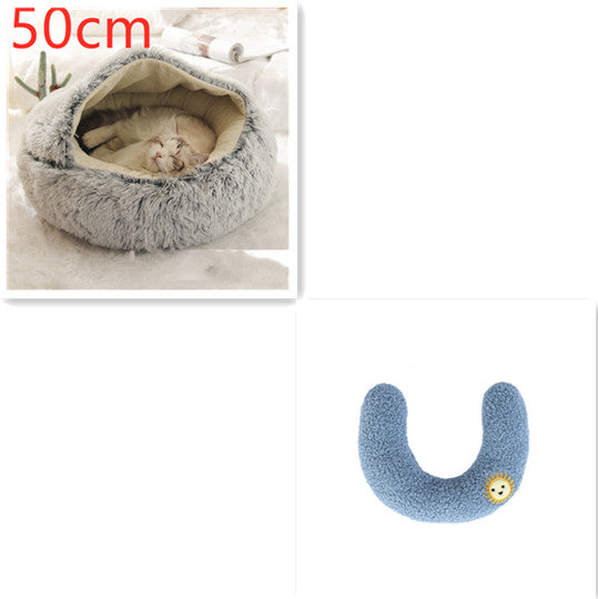 2 In 1 Dog And Cat Bed Pet Winter Bed Round Plush Warm Bed House Soft Long Plush Pets Bed-0-Rambla Store