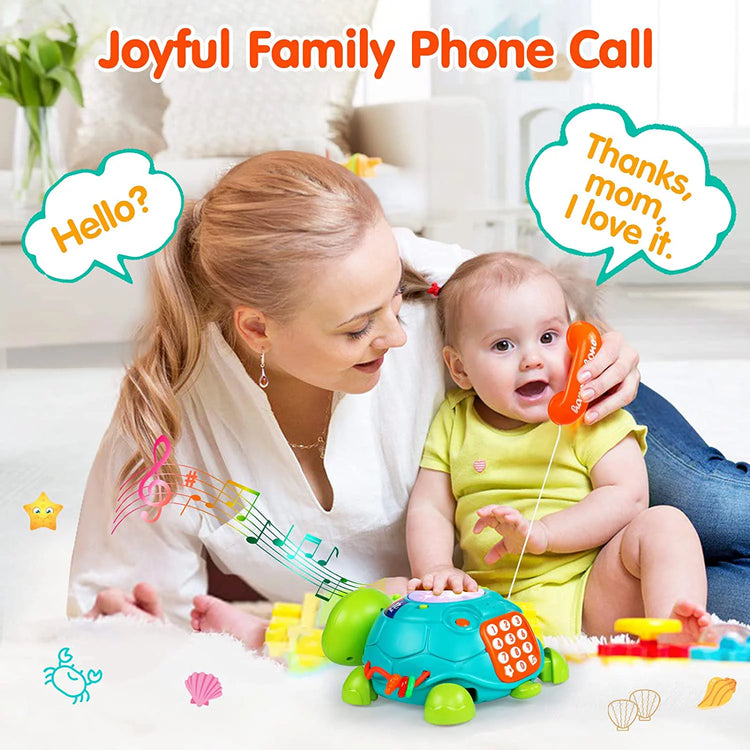 Baby Toys 12-18 Months, Light up Baby Toys 6 to 12 Months Musical Turtle with Letters Numbers Phone Infant Baby Toys for 6 9 12 18 Months Educational Learning Toys--Rambla Store
