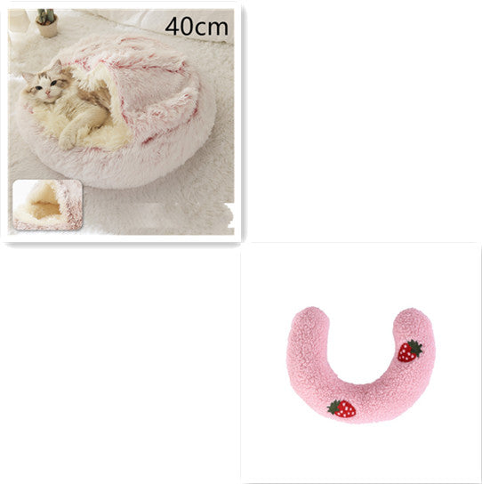 2 In 1 Dog And Cat Bed Pet Winter Bed Round Plush Warm Bed House Soft Long Plush Pets Bed-0-Rambla Store