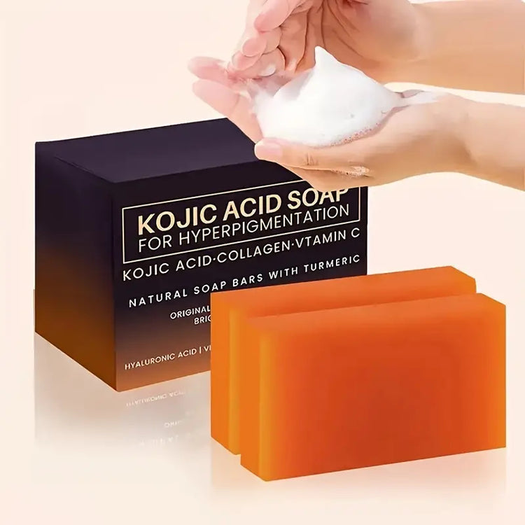 2 pcs Kojic Acid Soap With Vitamin C, Retinol, Collagen, Turmeric, Hyaluronic Acid, Vitamin E, Shea Butter And Olive Oil, Deep Cleansing Moisturizing And Rejuvenating Skin--Rambla Store