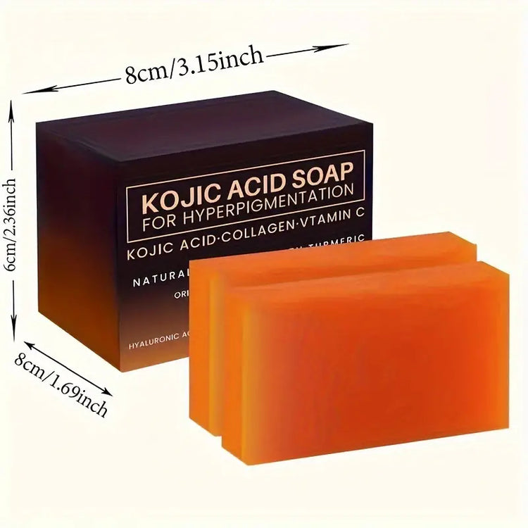2 pcs Kojic Acid Soap With Vitamin C, Retinol, Collagen, Turmeric, Hyaluronic Acid, Vitamin E, Shea Butter And Olive Oil, Deep Cleansing Moisturizing And Rejuvenating Skin--Rambla Store