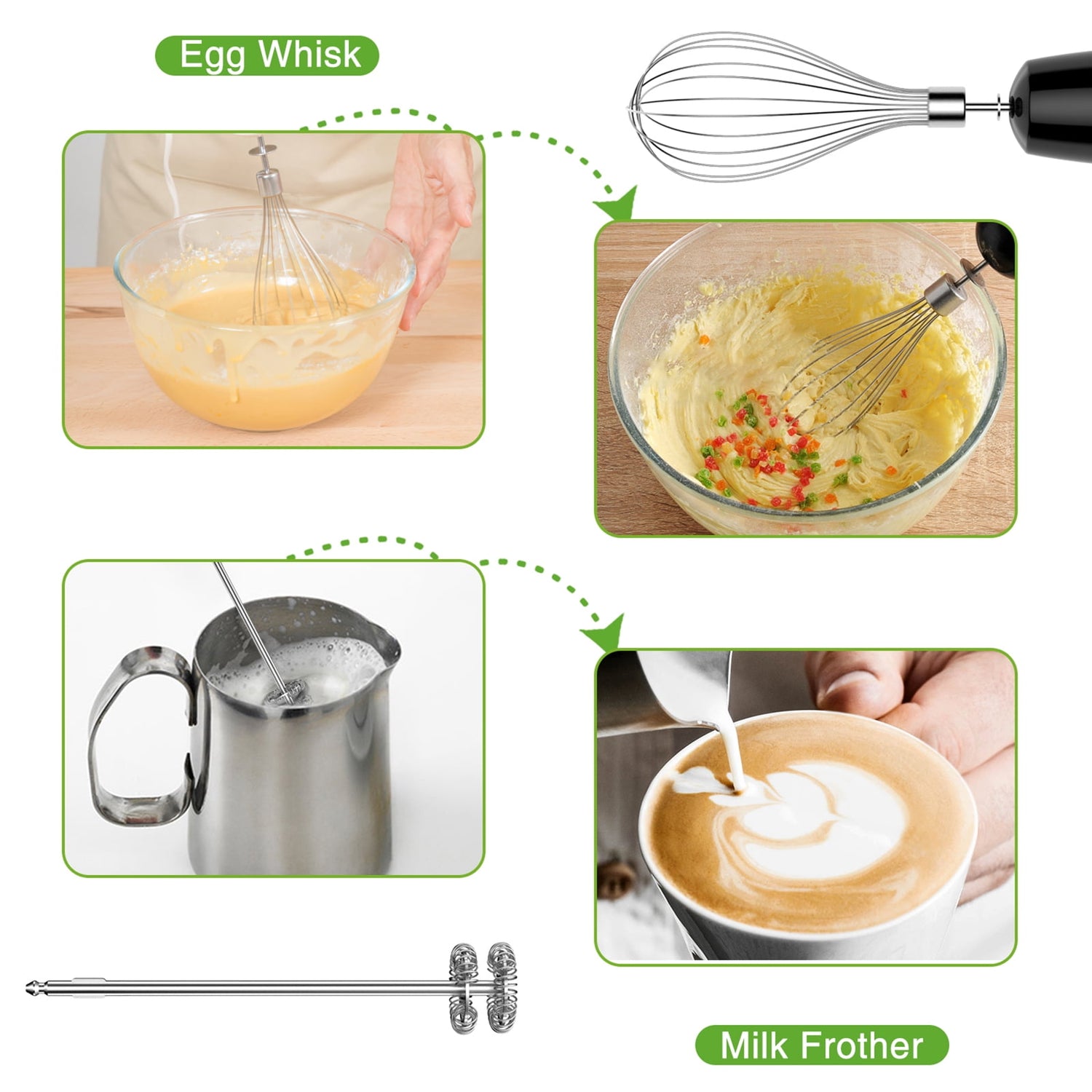 5-in-1 Immersion Hand Blender, 1000W Multi-Function Stick Blender with Stainless Steel Blades, Chopper, 600ml Beaker, and 12-Speed Milk Frother for Baby Food, Smoothies, and Purees