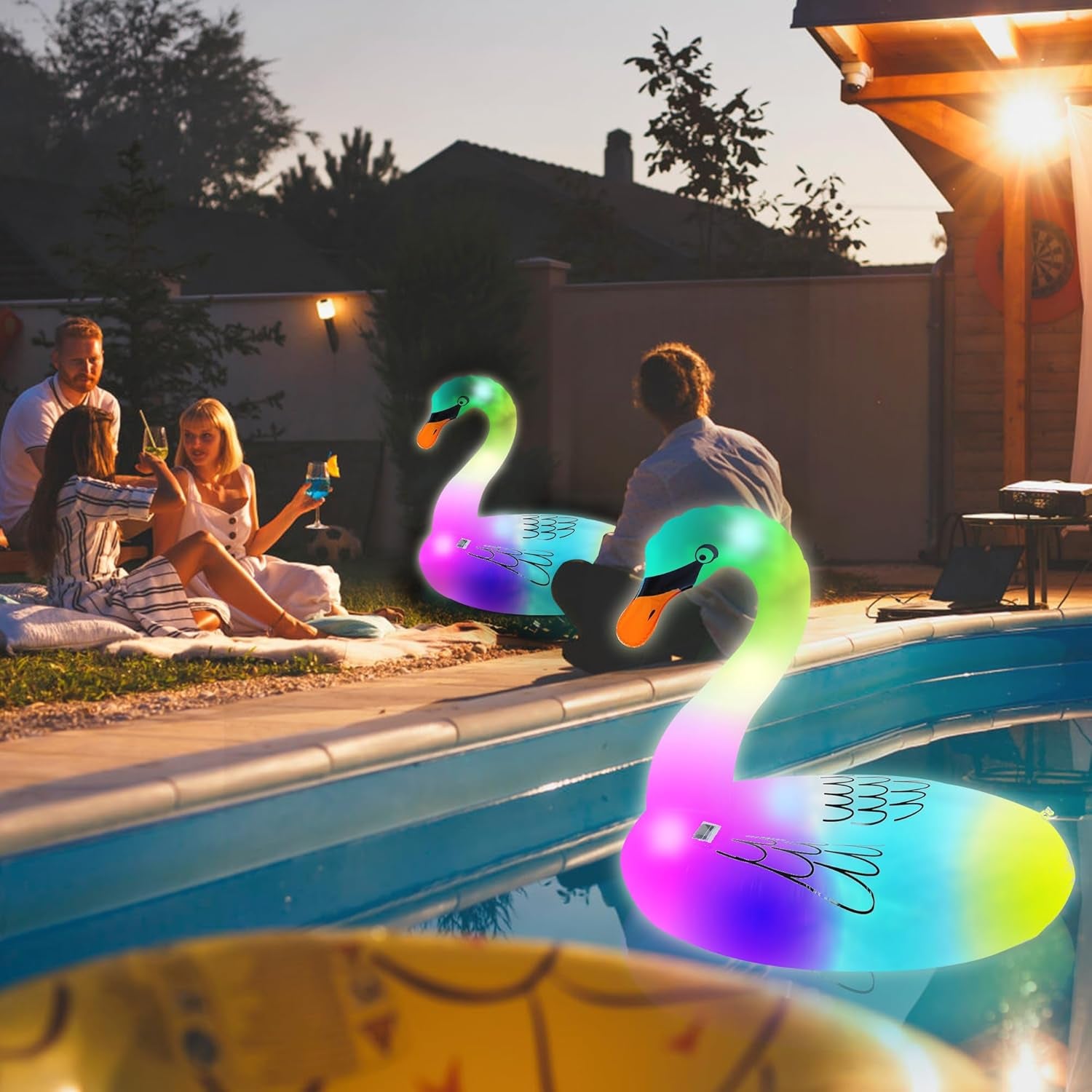  Floating Pool Lights,Solar Inflatable Swan Pool Floats with 3 Modes,Waterproof Glow in the Dark Inflatable Solar Powered Swan Pool Lights for Swimming Pool,Party,Garden,Patio,Outdoor Decor.