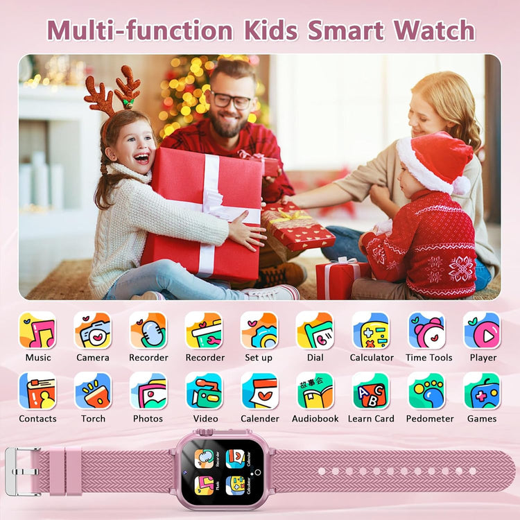 Kids Smart Watch Gift for Girls Age 5-12, 32 Games HD Touch Screen Watches with Video Camera Music Player Pedometer Flashlight 12/24 Hr Educational Toys. Birthday Gift for Boys Girls