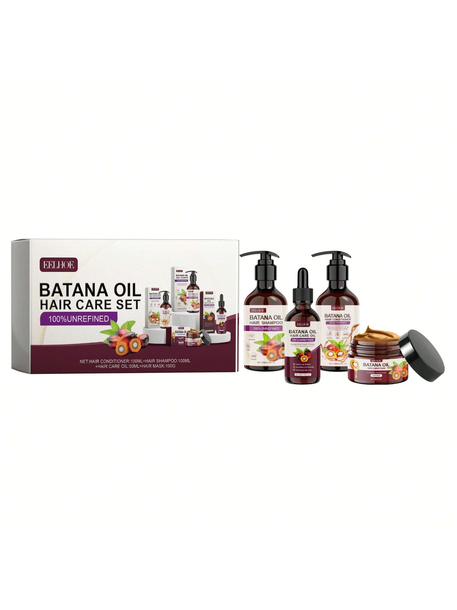 Batana Oil Volumizing Hair Care Set – 3-In-1 Fullness & Shine Boost Volume + Nourish + Glow