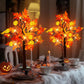 2 Pack 24 Inch Prelit Fall Lighted Maple Tree Thanksgiving Halloween Decorations with 48 Leds Timer 3D Pumpkin Lights 12 Acorns Battery Operated Tabletop Fall Tree Thanksgiving Decor