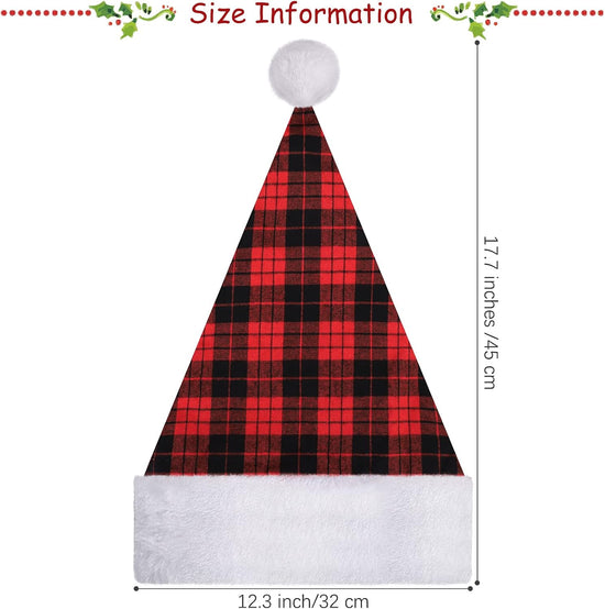 4 Pack Christmas Plaid Hats Snowflake Santa Hat Bulk Funny Christmas Hats for Adults Christmas Party Favors Hats