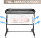 Baby Bassinet W/Wheels, Folding Portable Newborn Bedside Sleeper, All-Sided Mesh Infant Crib, Adjustable Height/Angle, Removable Soft Mattress, No Tool to Assemble, Grey