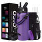 32 Oz Insulated Water Bottle with Straw - Spout Lids, Paracord Handle, Shoulder Carrier Bag, Stainless Steel Sport Water Bottle Metal Flask--Rambla Store