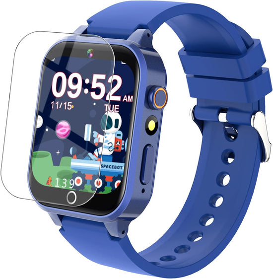 Smart Watch for Kids Boys Toys Age 4-12 with 26 Puzzle Games HD Video Camera Touchscreen Music Storybook Player Learning Cards Pedometer, Birthday Gifts for Boys Girls Include 2 Screen Protector