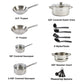 Stainless Steel Cook & Strain Cookware Set, 14 Pieces, Dishwasher Safe