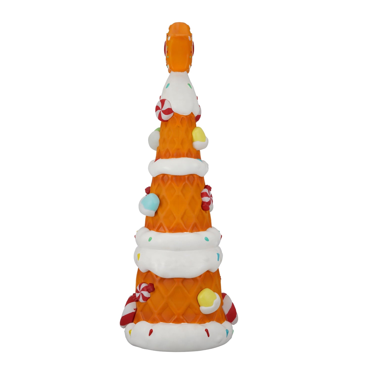 36-Inch Light-Up Tan Gingerbread Waffle Tree Christmas Decoration