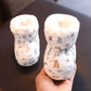 Warm F𝐮r Baby Boots Baby Boys Girls Fleece Knit Winter Warm Snow Soft Sole 𝐂rib Shoes Winter Booties for Newborn.