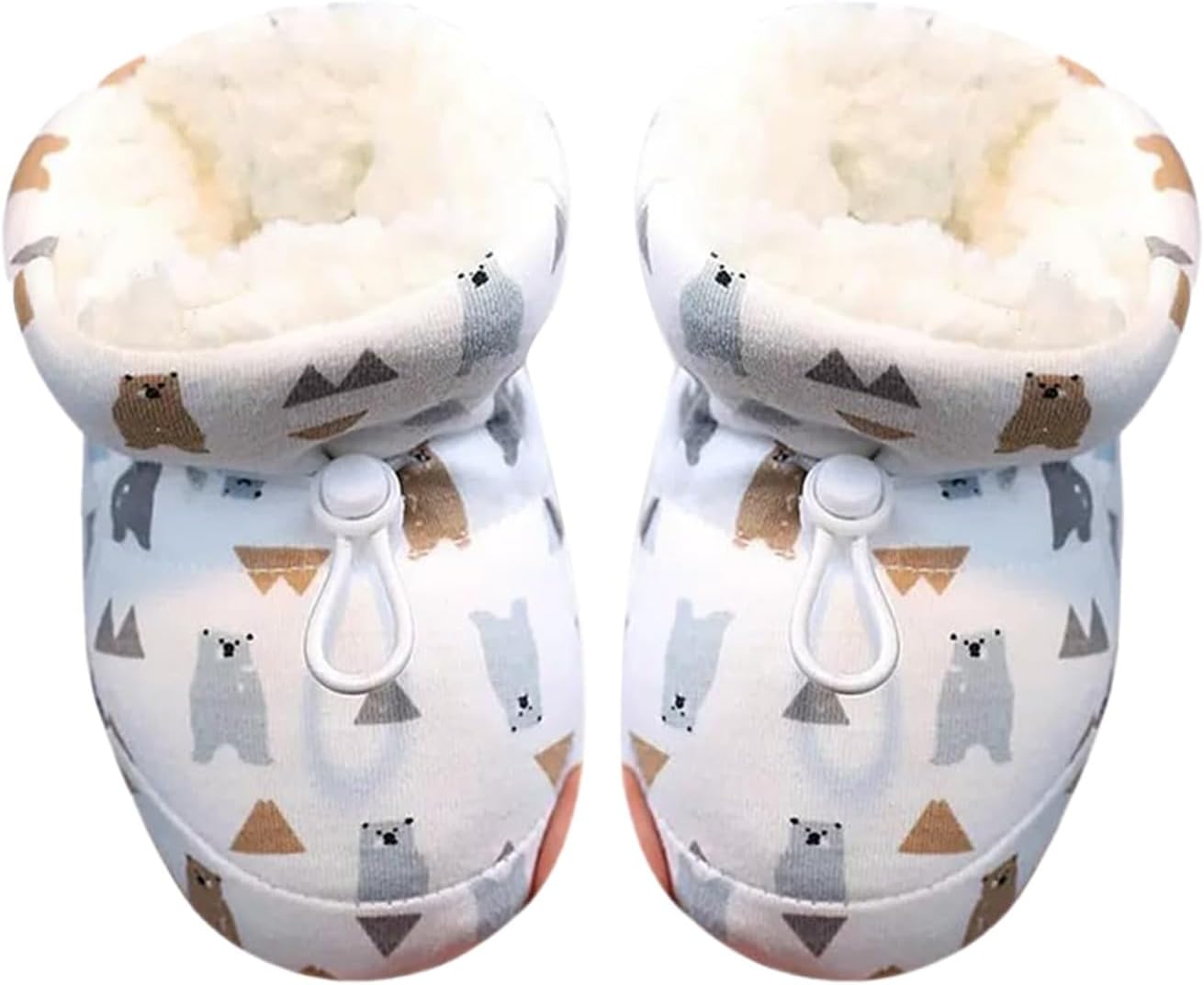 Warm F𝐮r Baby Boots Baby Boys Girls Fleece Knit Winter Warm Snow Soft Sole 𝐂rib Shoes Winter Booties for Newborn.