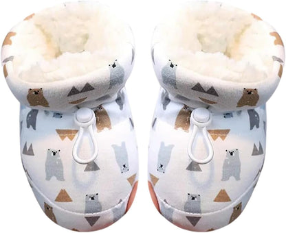 Warm F𝐮r Baby Boots Baby Boys Girls Fleece Knit Winter Warm Snow Soft Sole 𝐂rib Shoes Winter Booties for Newborn.