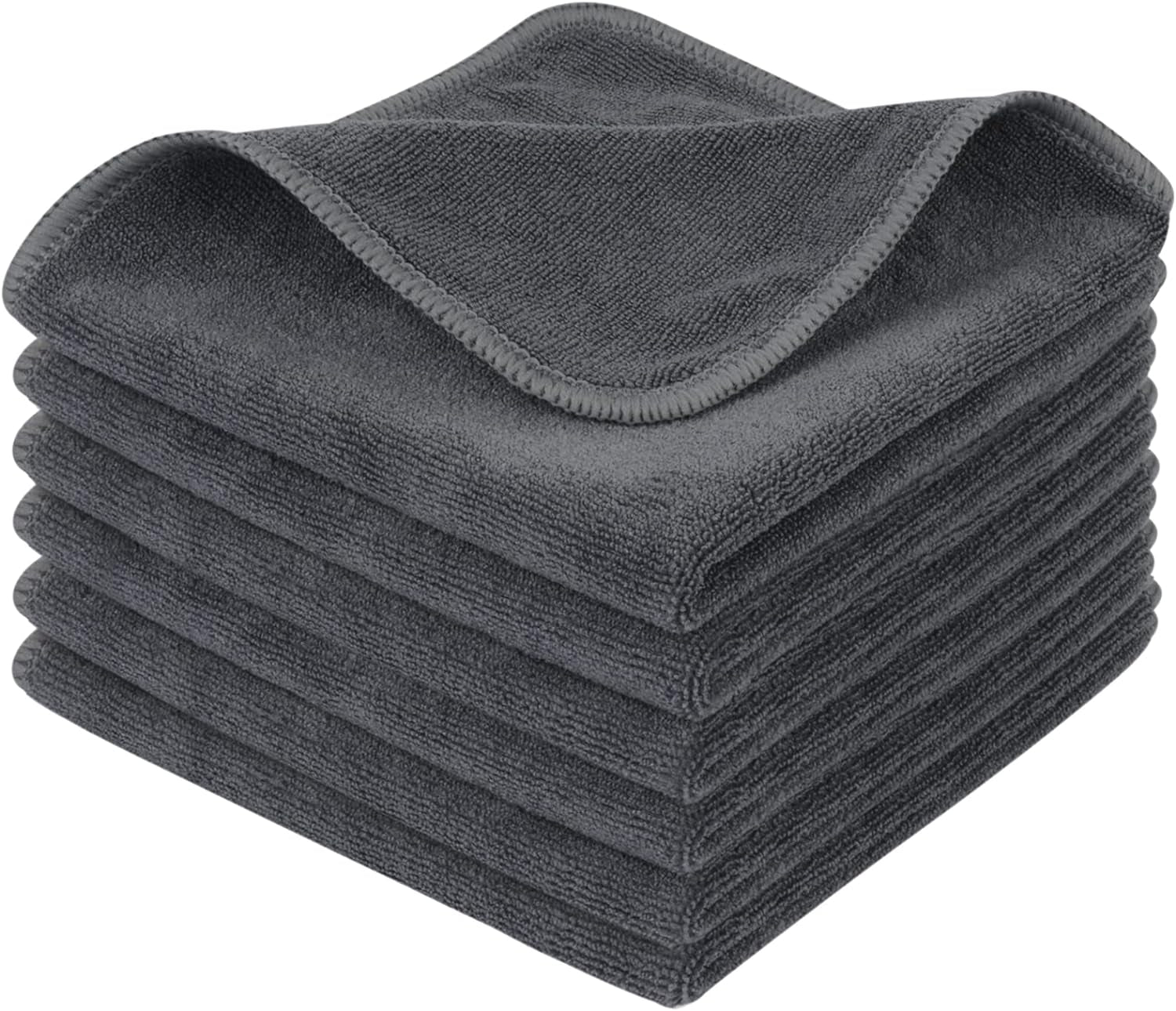 Microfiber Cleaning Cloth Ultra Absorbent Softer Towel Reusable Cleaning Cloth No Streak Lintless Cleaning Cloth for Home, Kitchen, Car, Window Use 12X12 Inch Slate Grey 6 Pack