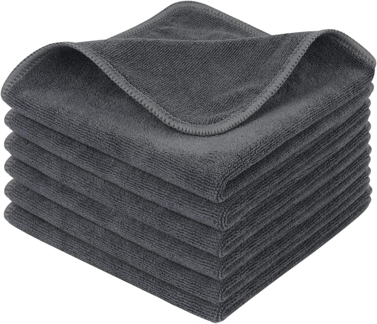 Microfiber Cleaning Cloth Ultra Absorbent Softer Towel Reusable Cleaning Cloth No Streak Lintless Cleaning Cloth for Home, Kitchen, Car, Window Use 12X12 Inch Slate Grey 6 Pack