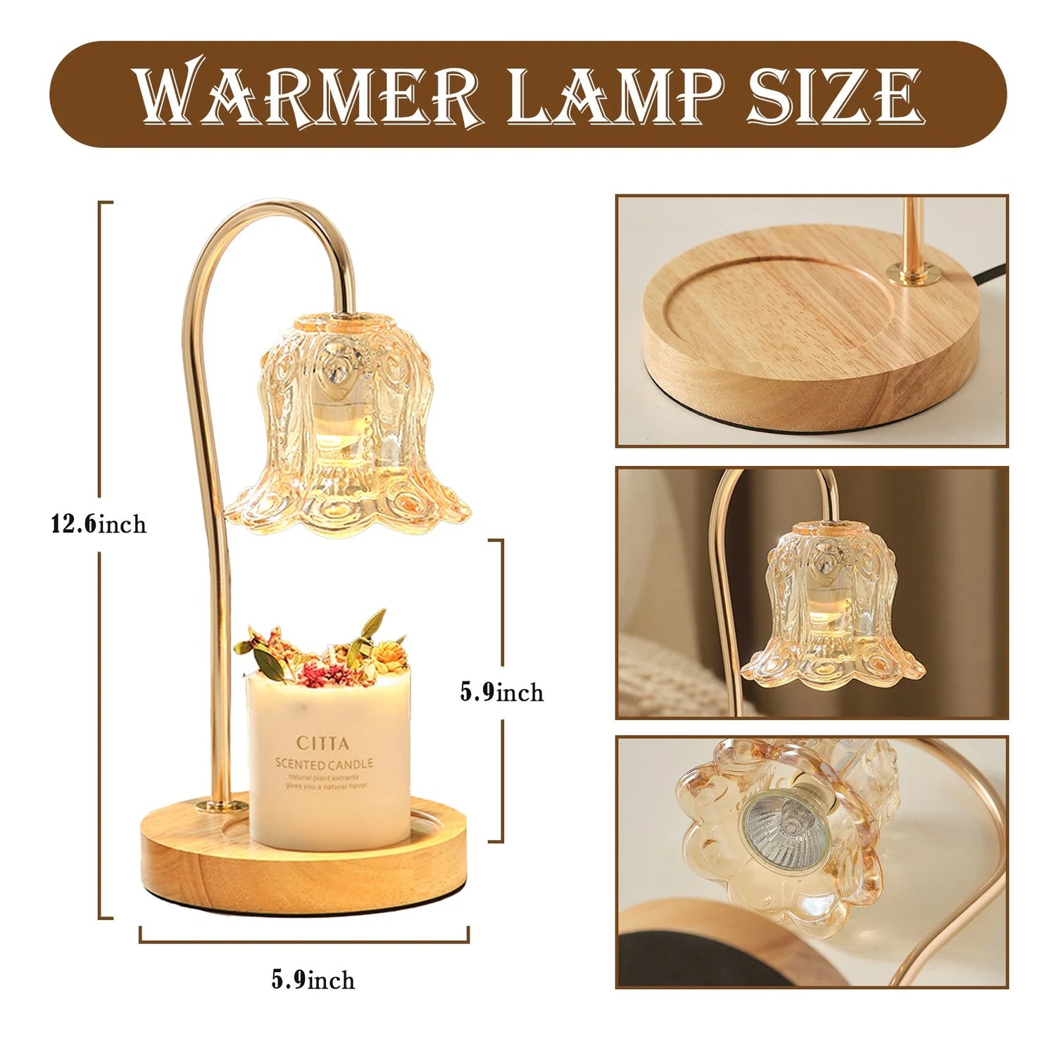 Fragrance Candle Warmer Lamp with 2 Bulbs, Electric Candle Warmer with Timer & Dimmer, Mothers Day Gifts for Mom, House Warming Gifts New Home Bedroom Decor