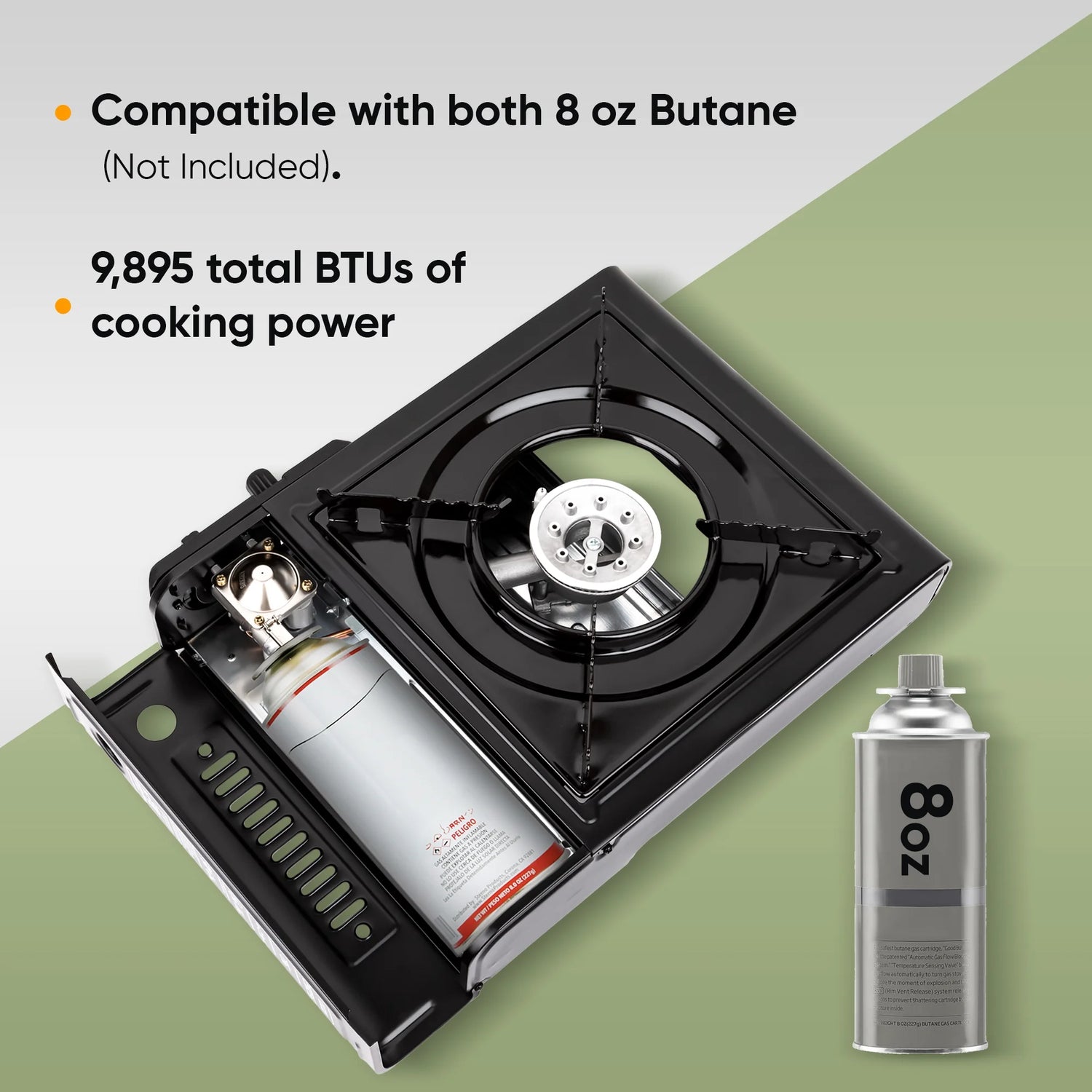 Portable Butane Camping Gas Stove, 9,800 BTU, 3KW Power for Outdoor Cooking