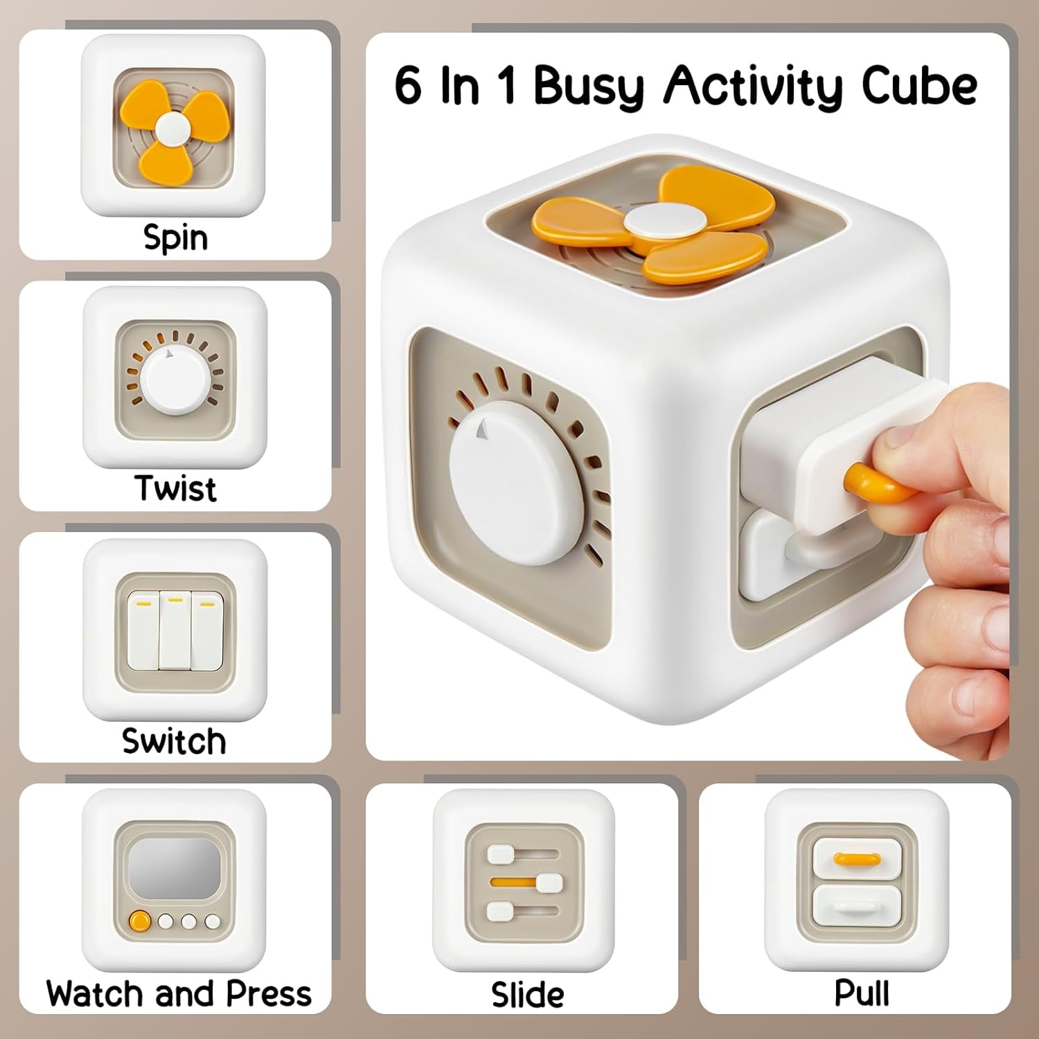 Busy Cube for Toddlers, 6 in 1 Activity Cube for Children, Travel Toys for Toddlers for Fine Motor Skill Learning, Educational Birthday Gifts for Boys and Girls