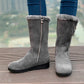 Boots for Women Suede Keep Warm Mid Calf Boots Wedge Platform Snow Booties Winter Pull on Buckle Bootie