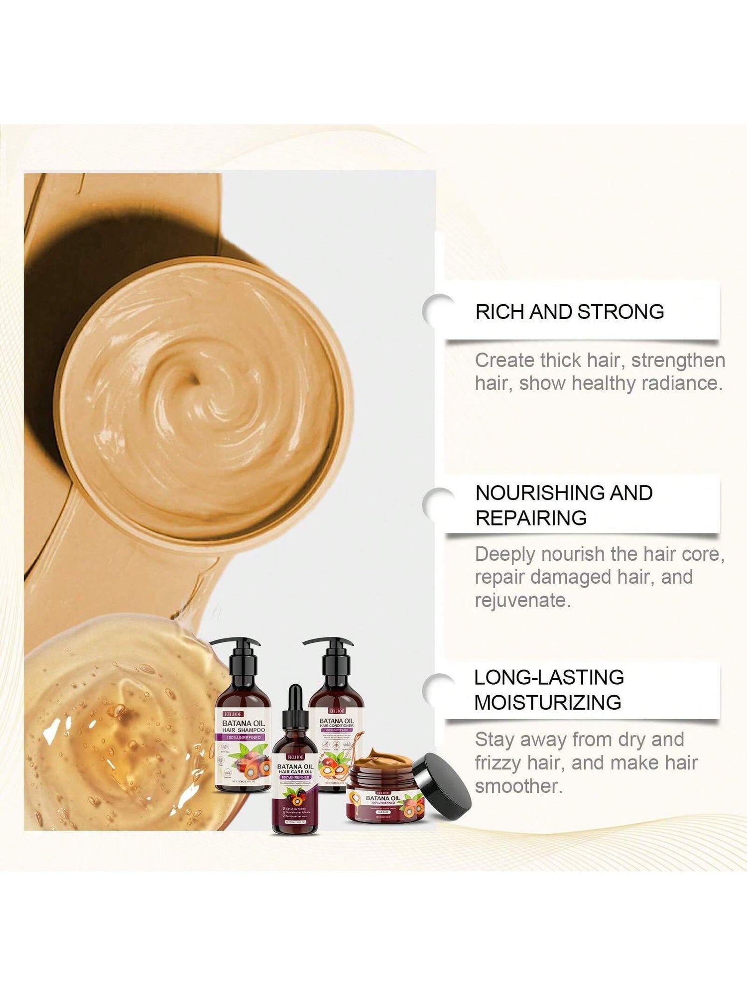 Batana Oil Volumizing Hair Care Set – 3-In-1 Fullness & Shine Boost Volume + Nourish + Glow