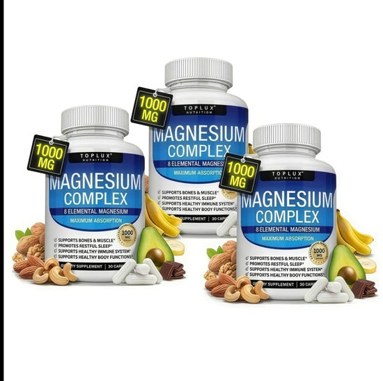 Magnesium Complex 8 Forms - 90 Capsules | Elemental Magnesium Supplement ( 3 Pack )